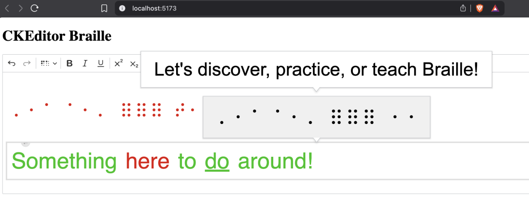 CkEditor braille screenshot 2